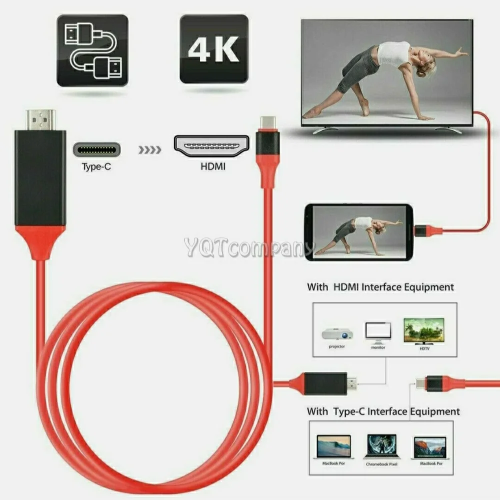 Type C to HDTV Cable Adapter for Galaxy S10 - Red